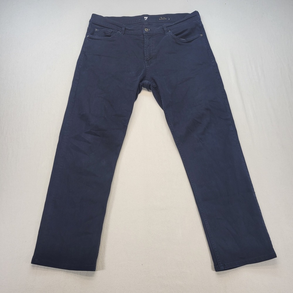 7 For All Mankind Slimmy Jeans Mens 36x28 Navy Blue Casual Stretch‎ Denim